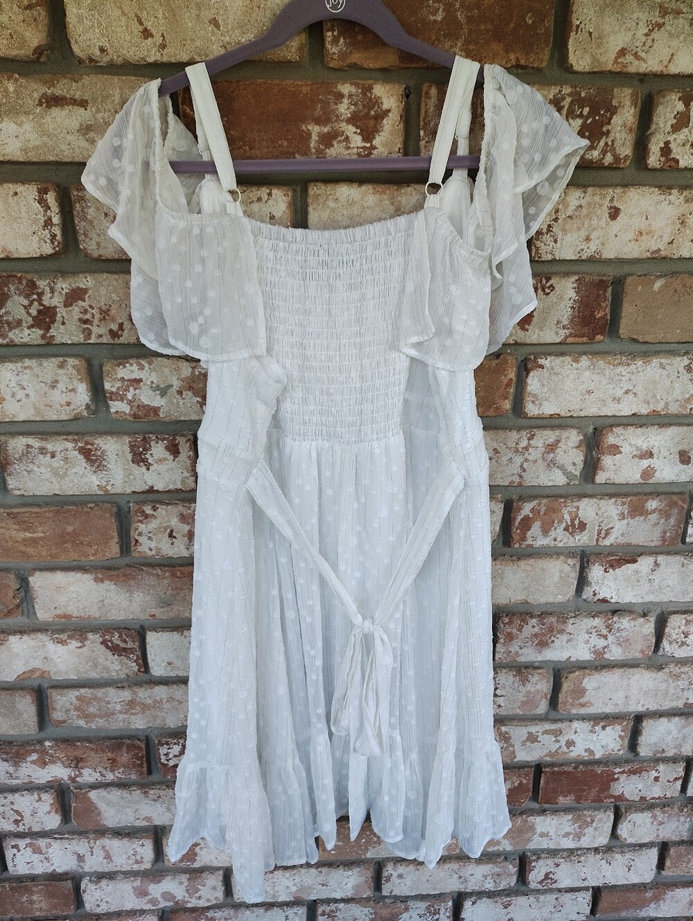 Torrid White Chiffon Lurex Clip Dot Hankie Hem Skater Dress 2X Wedding Party - Picture 10 of 10